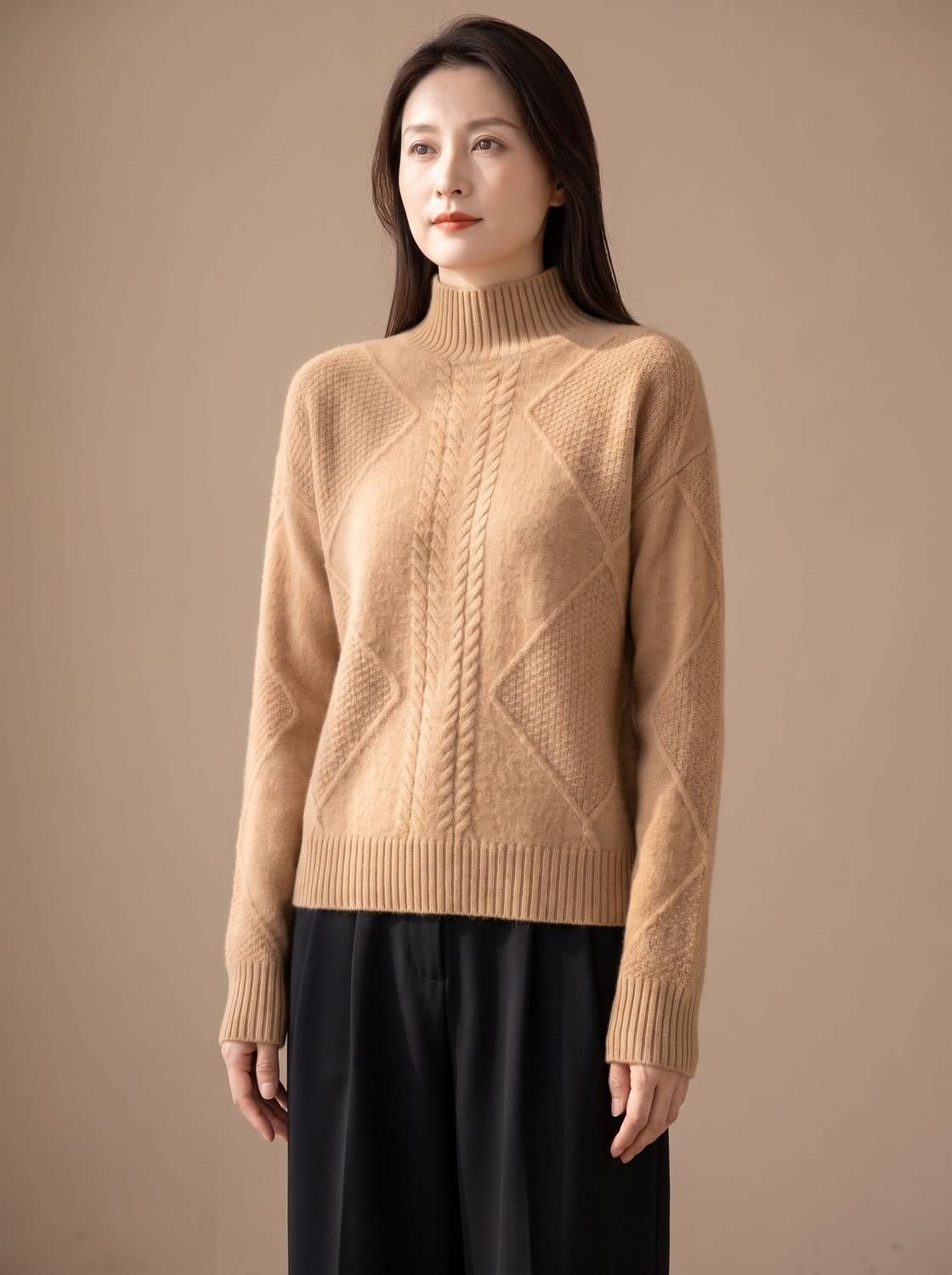 Women's Cable Knit Mock Neck Sweater | Hartfield_7