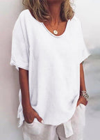 Women's Relaxed Fit V Neck Blouse | Wenna_2