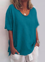 Women's Relaxed Fit V Neck Blouse | Wenna_5