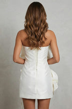 Women's Strapless Rosette Mini Dress | Linnet_4