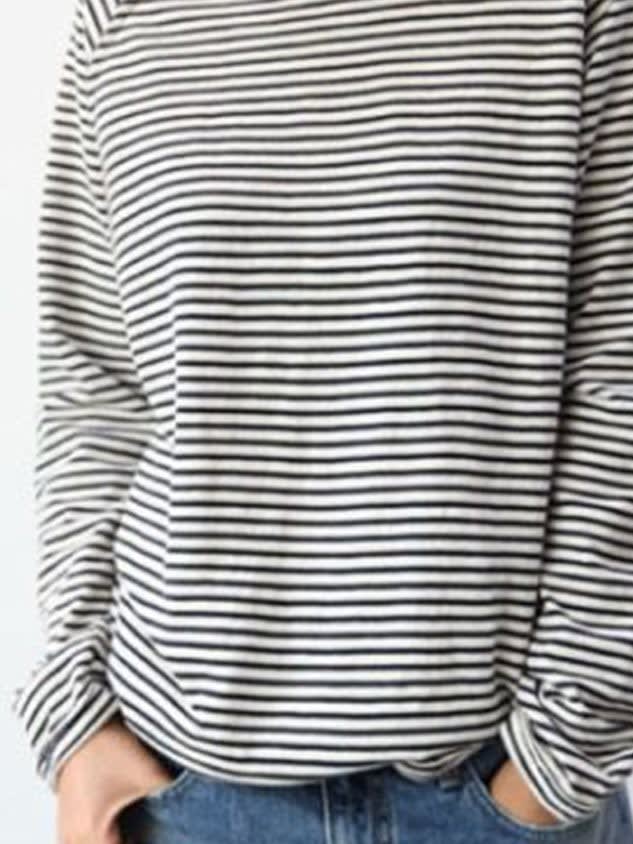 Women's Striped Relaxed Fit Long Sleeve Top | Lilias_4