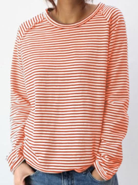 Women's Striped Relaxed Fit Long Sleeve Top | Lilias_5