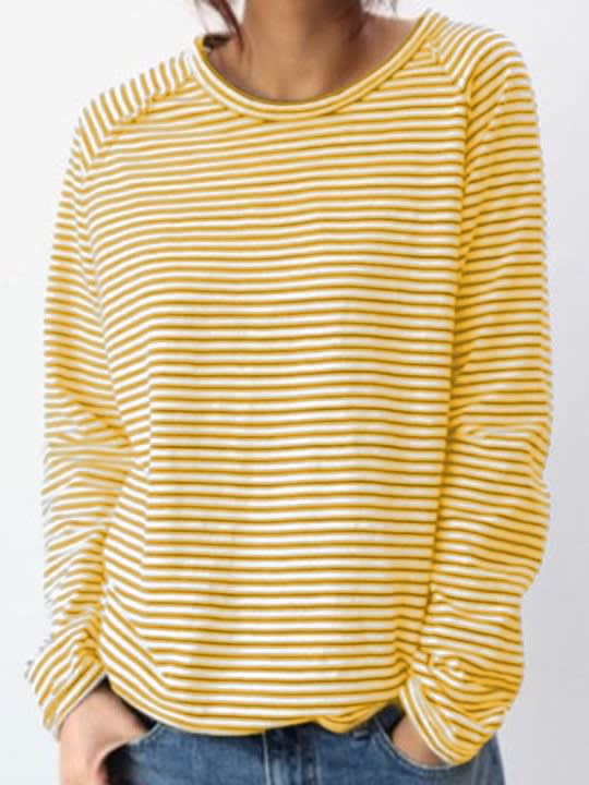 Women's Striped Relaxed Fit Long Sleeve Top | Lilias_6