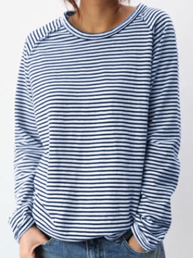 Women's Striped Relaxed Fit Long Sleeve Top | Lilias_7