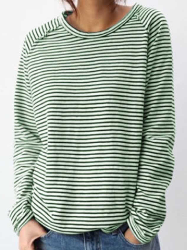 Women's Striped Relaxed Fit Long Sleeve Top | Lilias_8