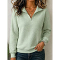Women's Waffle Knit Quarter Zip Pullover | Philomena_1