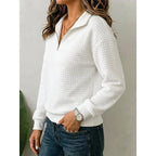 Women's Waffle Knit Quarter Zip Pullover | Philomena_3