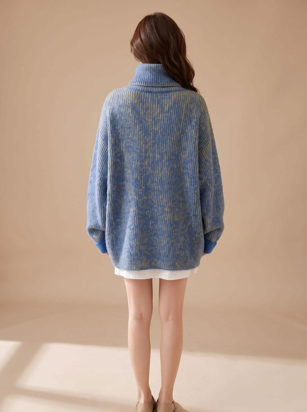 Women's Oversized Marled Knit Turtleneck Sweater | Culverden_2