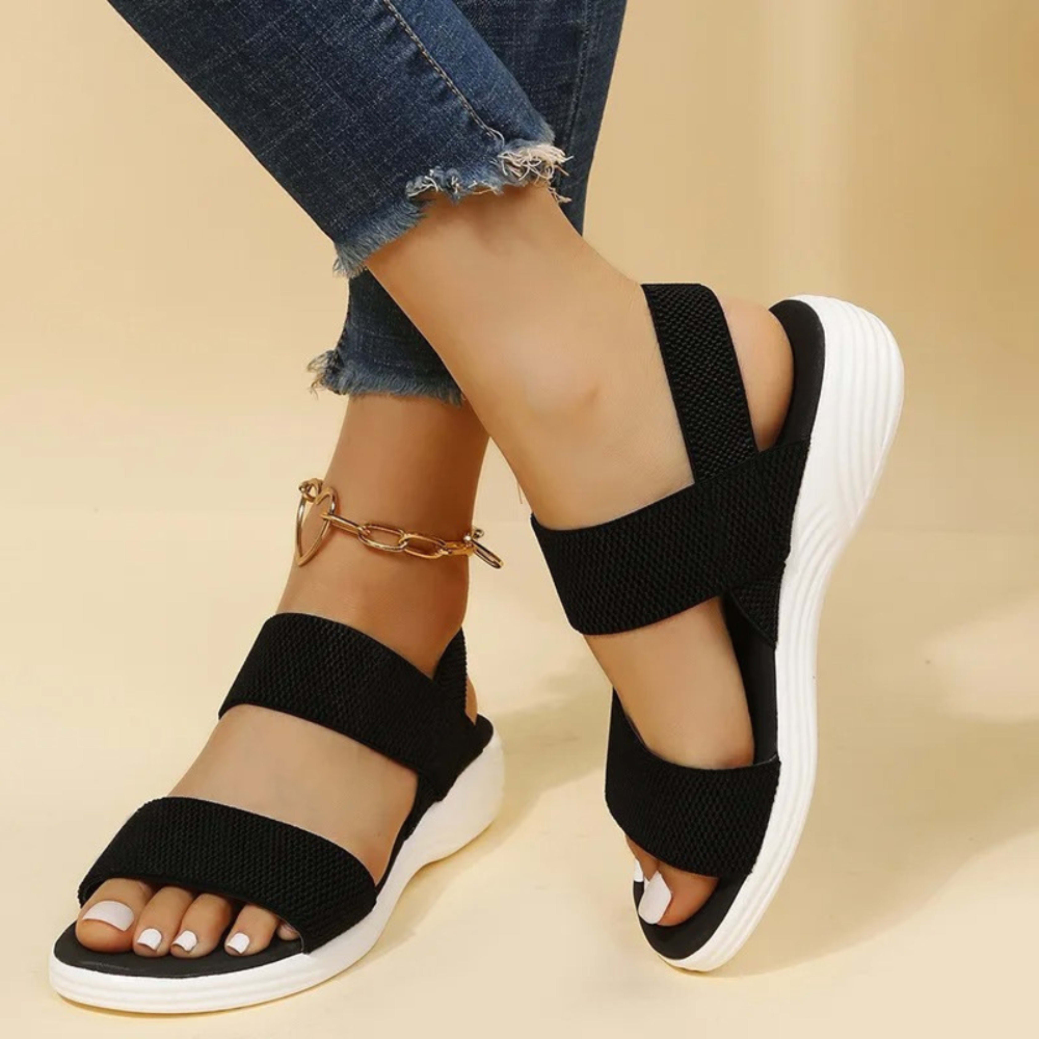 Women's Cushioned Elastic Strap Sandals | Hyacinth_5