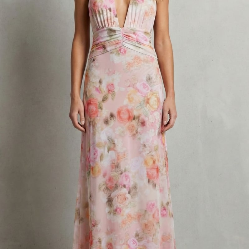 Women's Floral Halter Maxi Dress | Verena_1