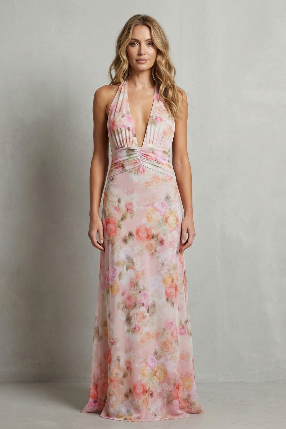 Women's Floral Halter Maxi Dress | Verena_2