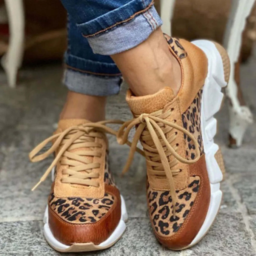 Women's Leopard Print Lace Up Sneakers | Thomasin_2