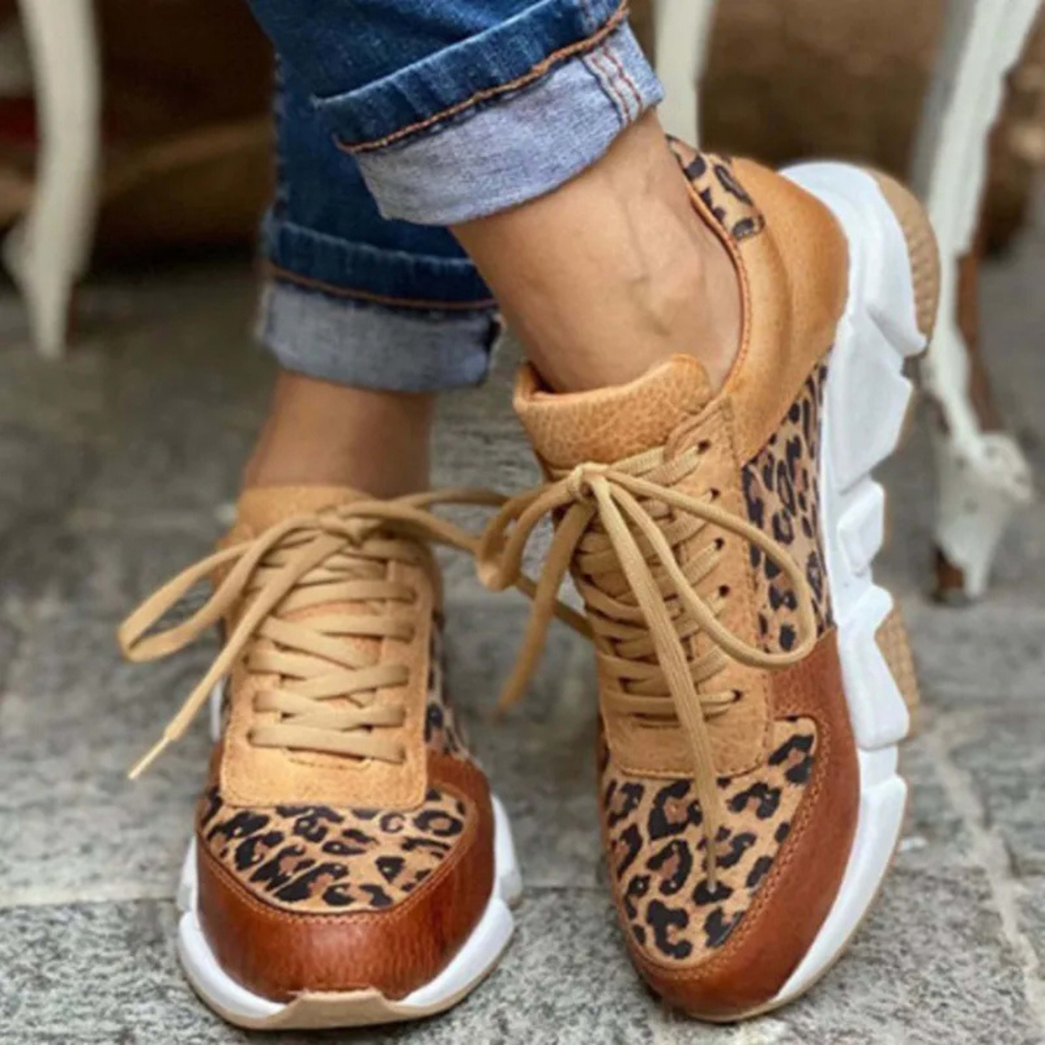 Women's Leopard Print Lace Up Sneakers | Thomasin_2