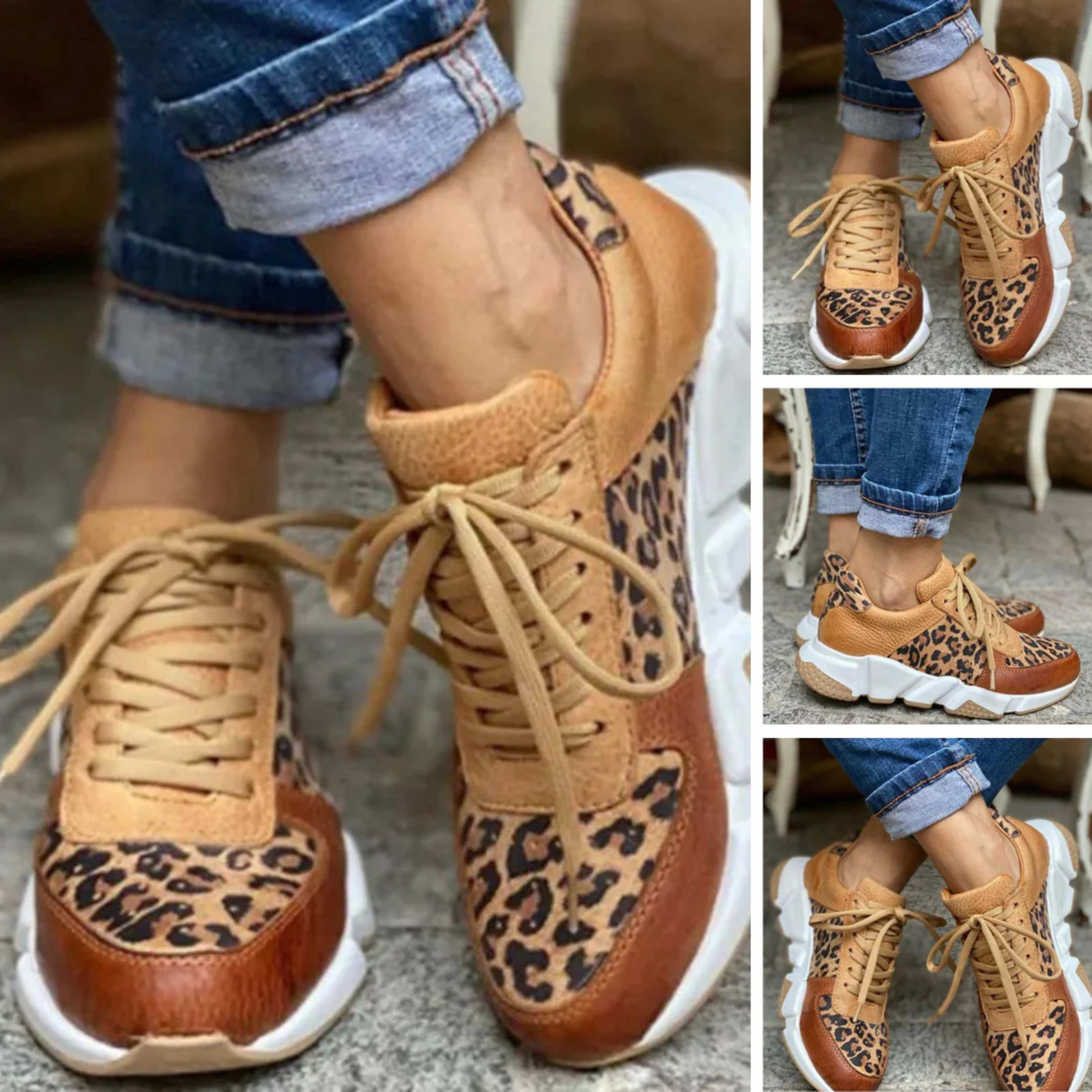 Women's Leopard Print Lace Up Sneakers | Thomasin_3