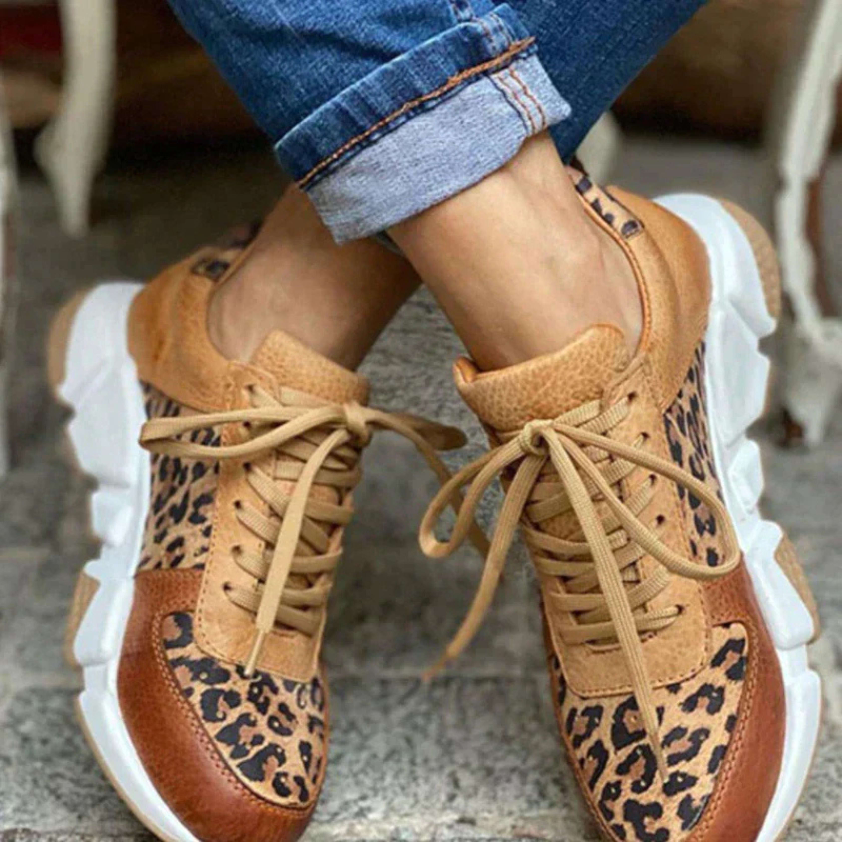 Women's Leopard Print Lace Up Sneakers | Thomasin_4