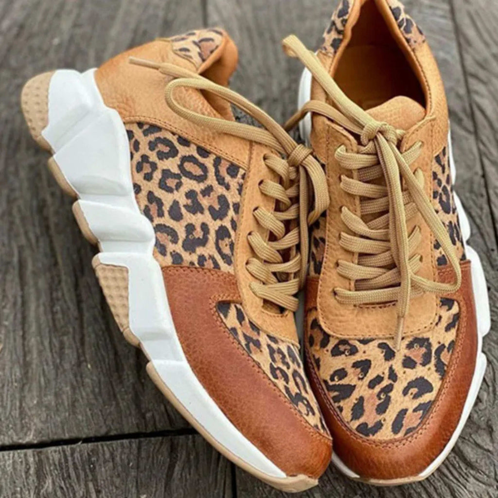 Women's Leopard Print Lace Up Sneakers | Thomasin_5