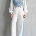 Women's Denim Panel Cropped Hoodie Set | Balfour_1