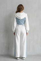 Women's Denim Panel Cropped Hoodie Set | Balfour_4