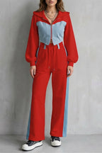 Women's Denim Panel Cropped Hoodie Set | Balfour_9