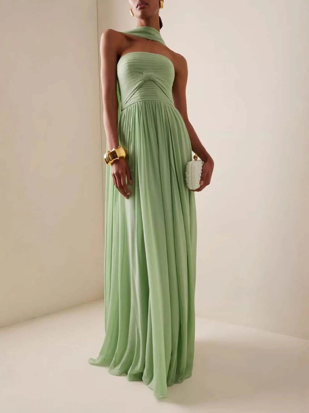 Women's Strapless Scarf Neck Maxi Dress | Octavia_2