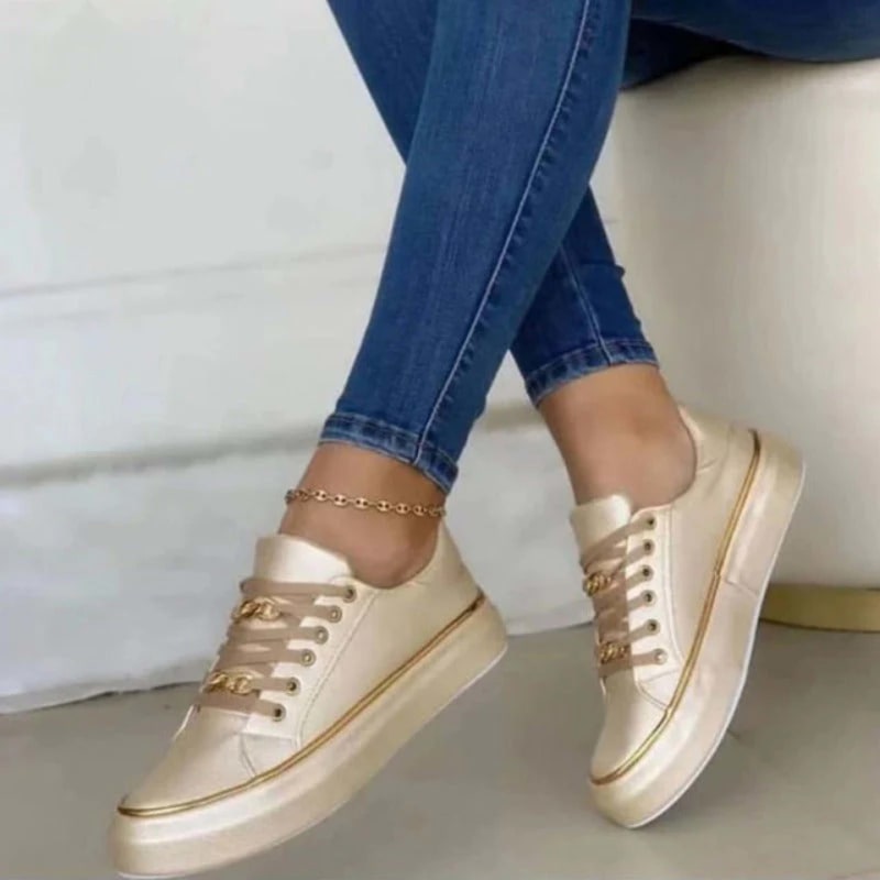 Women's Chain Detail Low Top Sneakers | Lettice_1