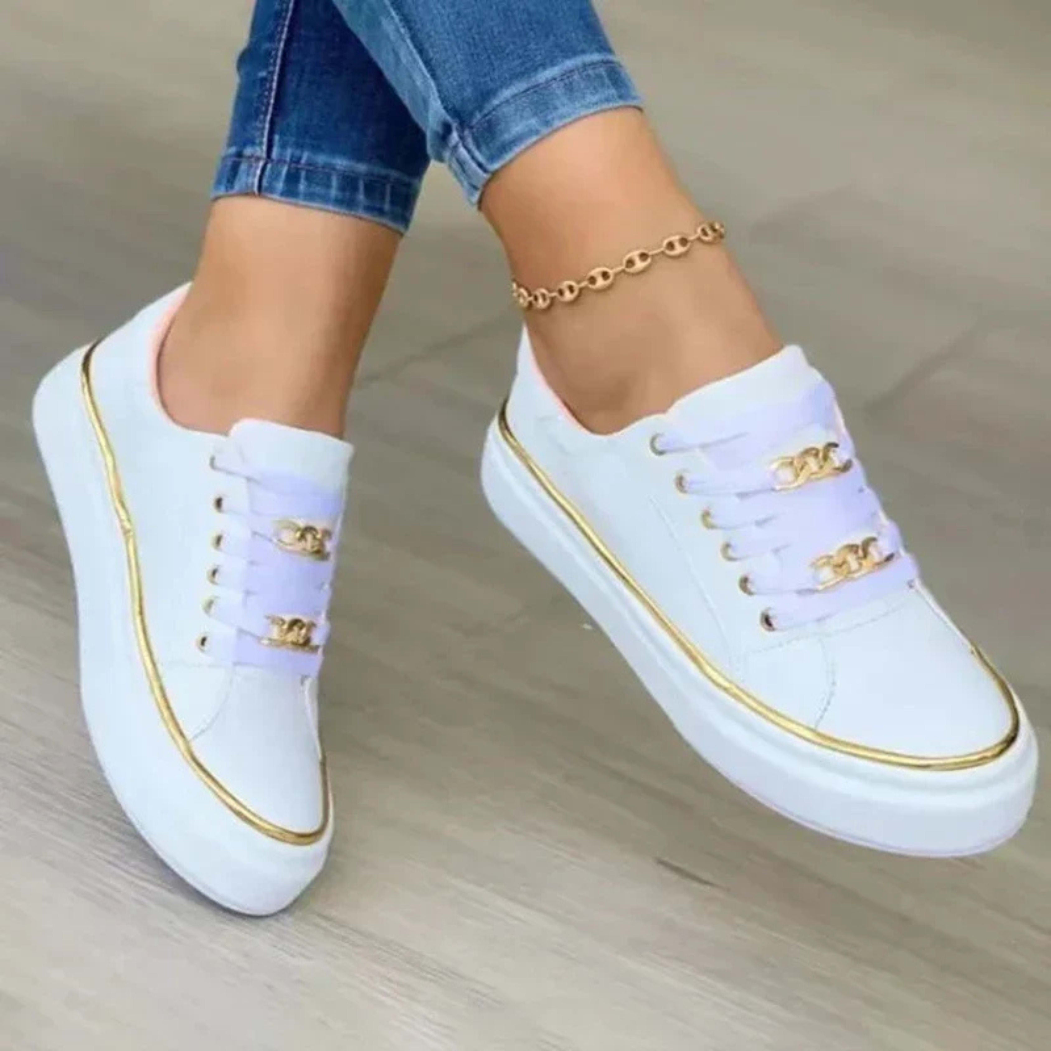 Women's Chain Detail Low Top Sneakers | Lettice_3