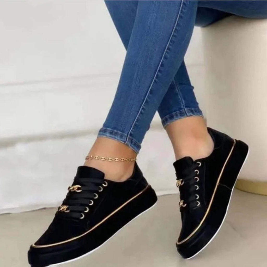 Women's Chain Detail Low Top Sneakers | Lettice_4
