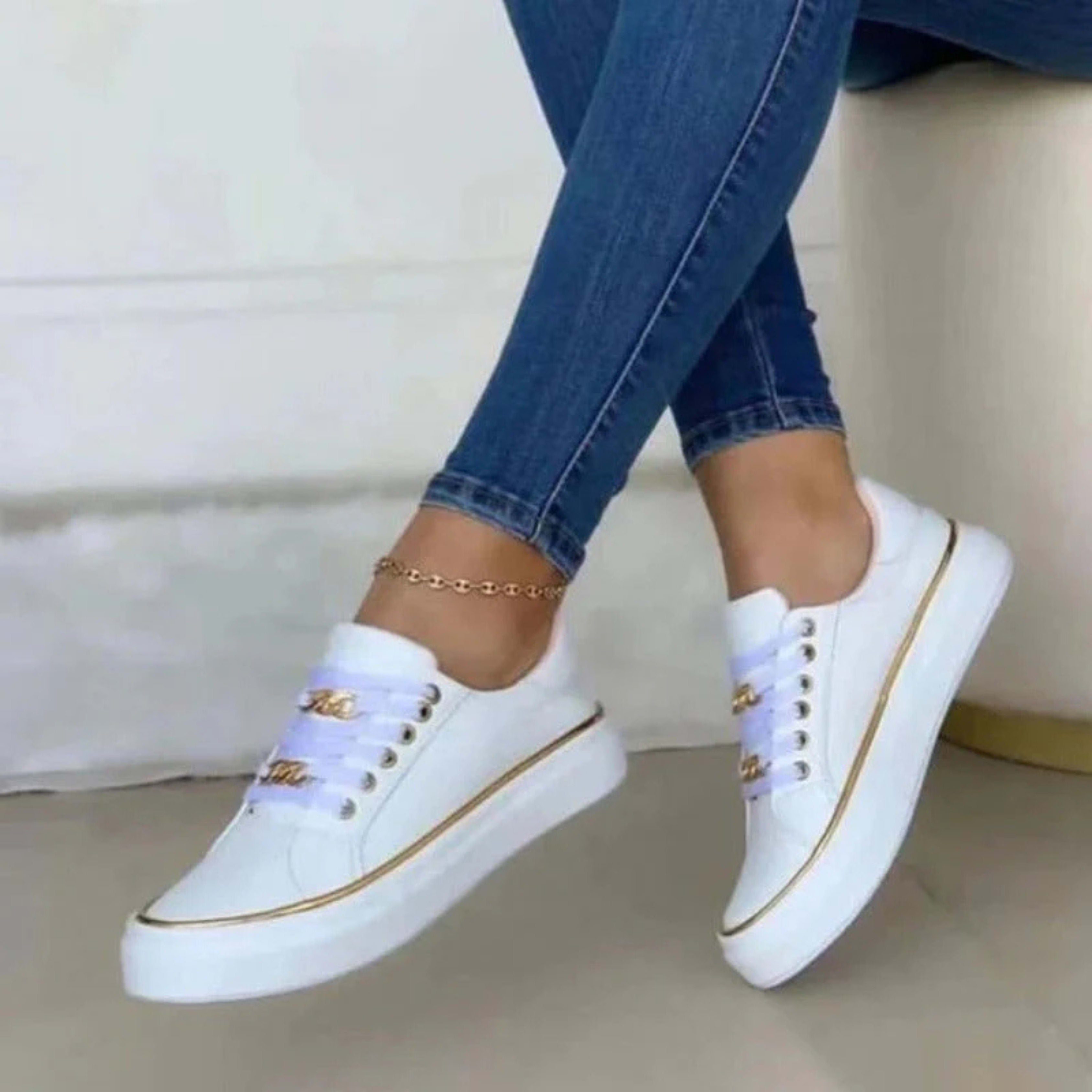 Women's Chain Detail Low Top Sneakers | Lettice_5