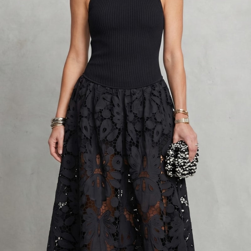 Women's Ribbed Lace Midi Dress | Inglewood_1