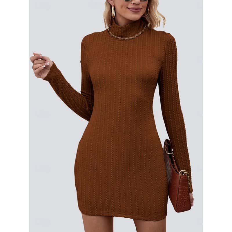 Women's Turtleneck Cable Knit Mini Dress | Perpetua_3