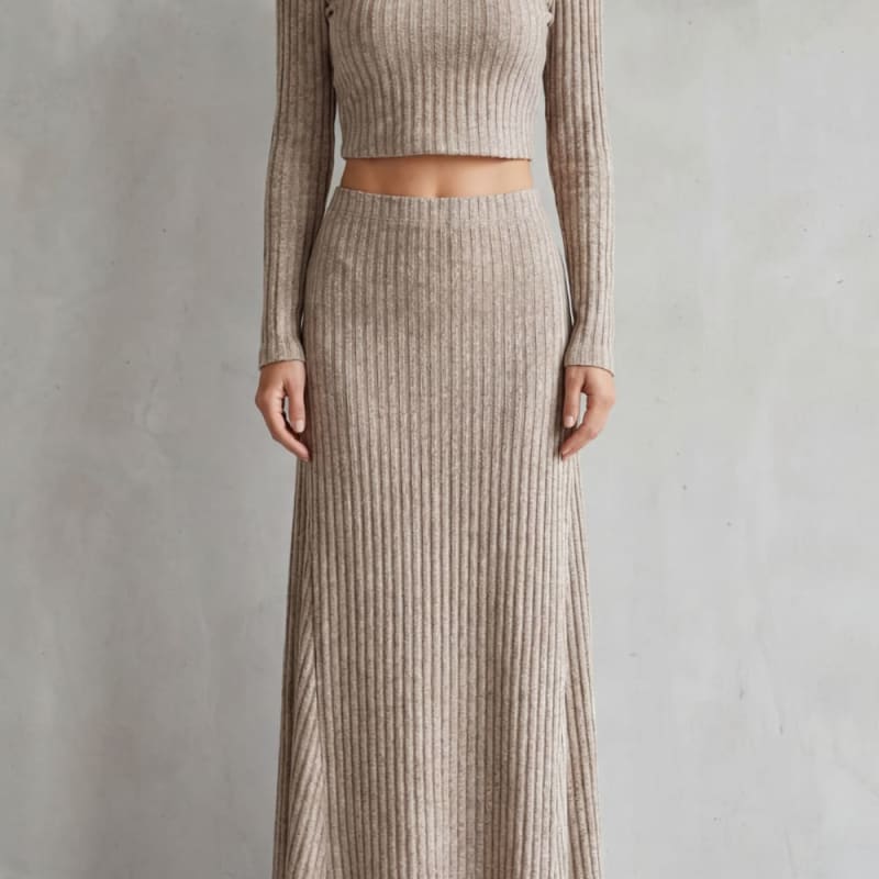 Women's Ribbed Knit Maxi Skirt Set | Bardsley_1