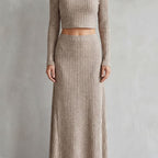 Women's Ribbed Knit Maxi Skirt Set | Bardsley_1