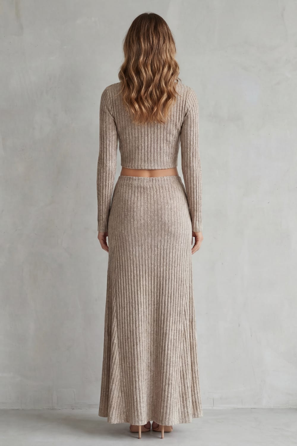 Women's Ribbed Knit Maxi Skirt Set | Bardsley_4