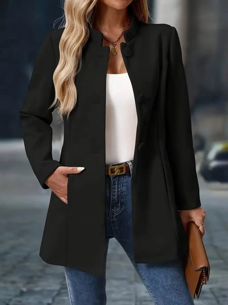 Women's Stand Collar Mid Length Coat | Patience_6
