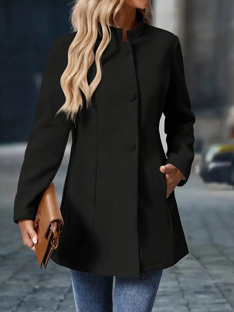 Women's Stand Collar Mid Length Coat | Patience_7