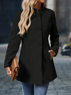 Women's Stand Collar Mid Length Coat | Patience_7