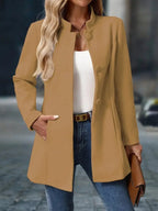 Women's Stand Collar Mid Length Coat | Patience_9