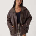 Women's Oversized Faux Leather Bomber Jacket | Wardlow_1