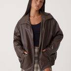 Women's Oversized Faux Leather Bomber Jacket | Wardlow_1