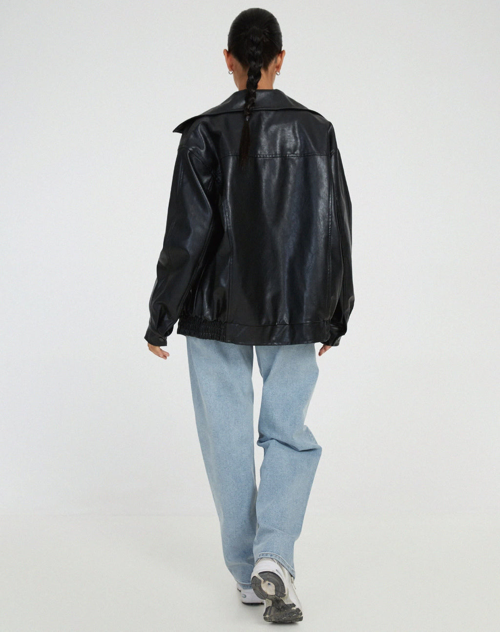 Women's Oversized Faux Leather Bomber Jacket | Wardlow_6