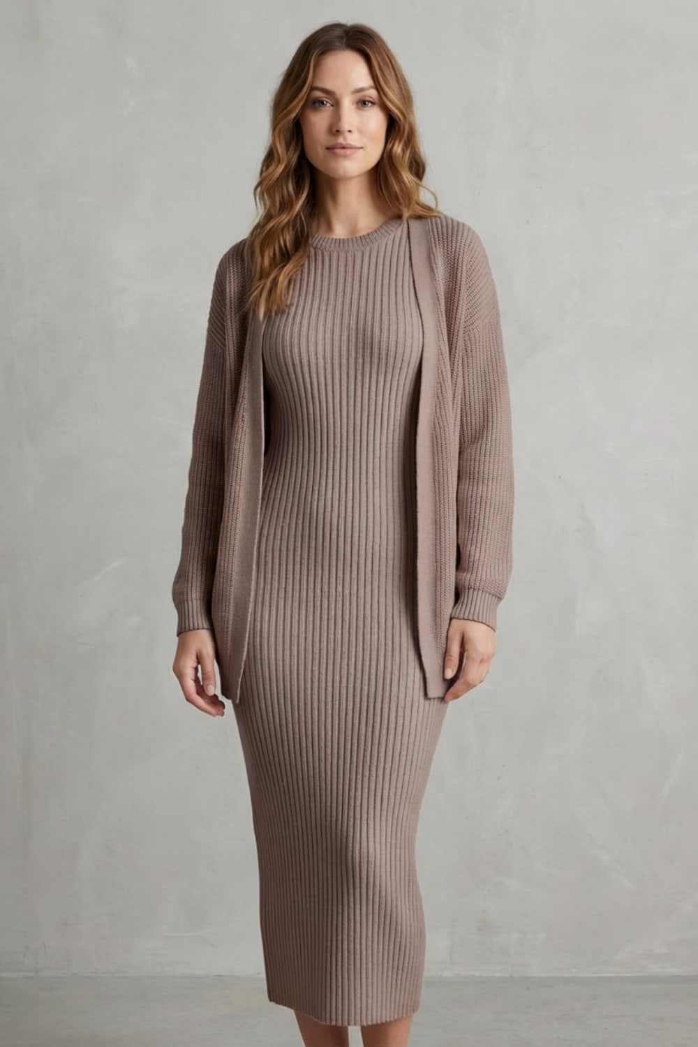 Women's Ribbed Knit Dress and Cardigan Set | Beauchamp_10