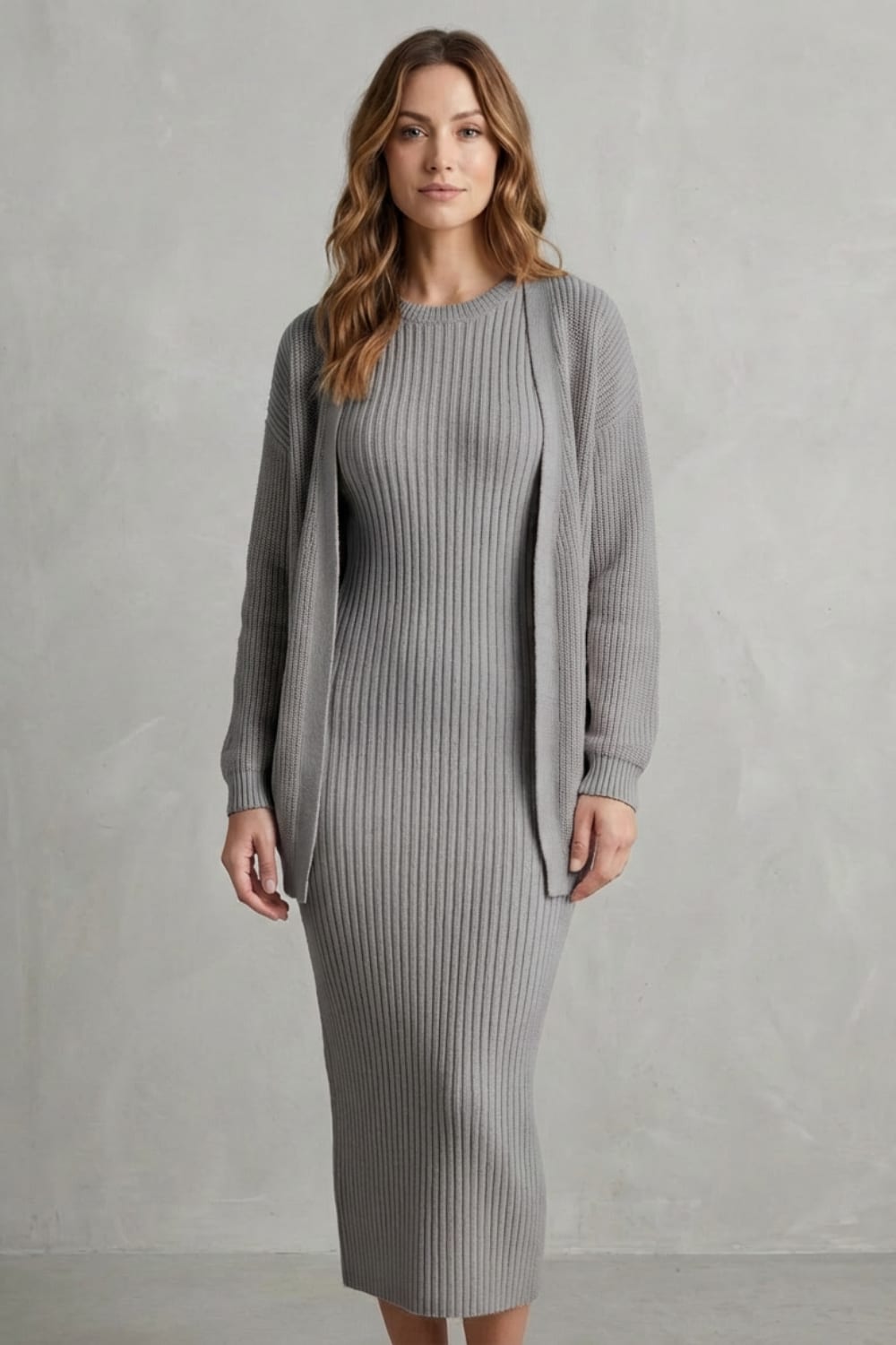 Women's Ribbed Knit Dress and Cardigan Set | Beauchamp_12