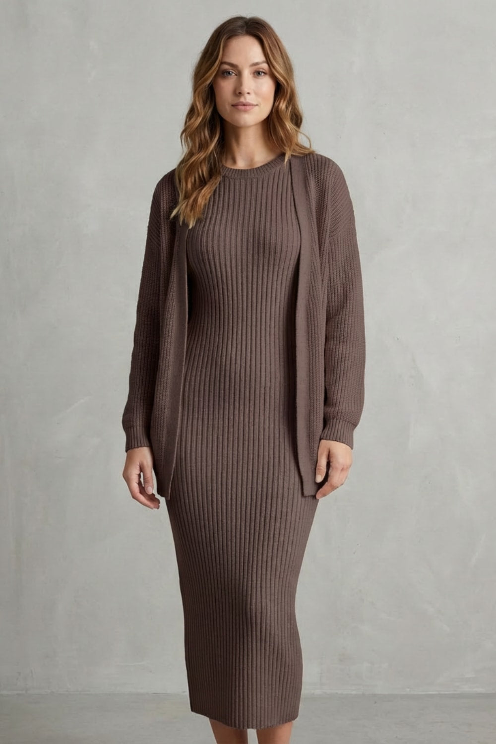 Women's Ribbed Knit Dress and Cardigan Set | Beauchamp_14
