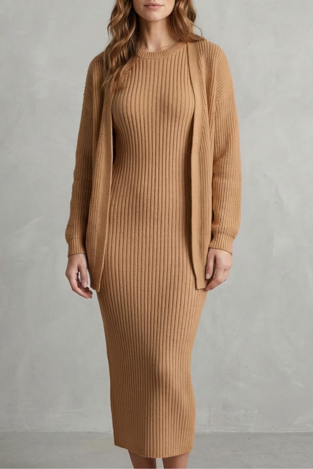 Women's Ribbed Knit Dress and Cardigan Set | Beauchamp_17