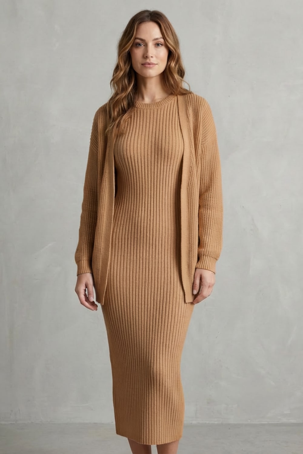 Women's Ribbed Knit Dress and Cardigan Set | Beauchamp_18