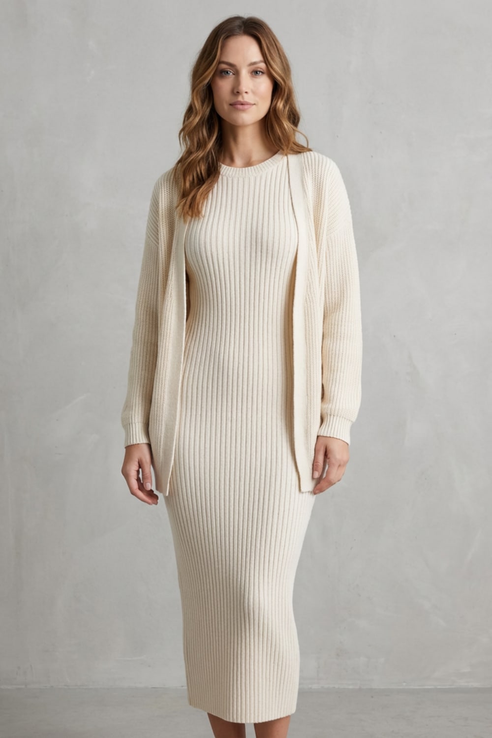 Women's Ribbed Knit Dress and Cardigan Set | Beauchamp_2