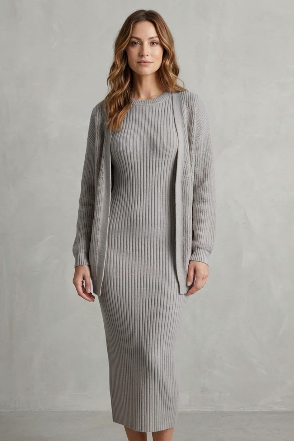 Women's Ribbed Knit Dress and Cardigan Set | Beauchamp_30