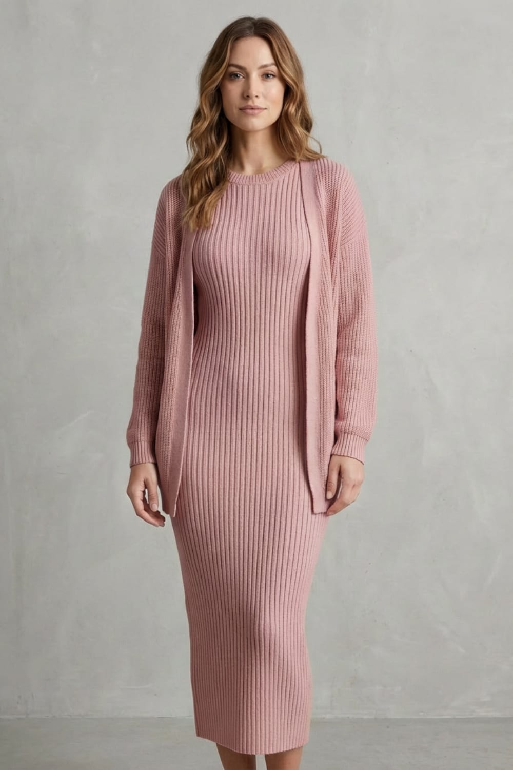 Women's Ribbed Knit Dress and Cardigan Set | Beauchamp_8