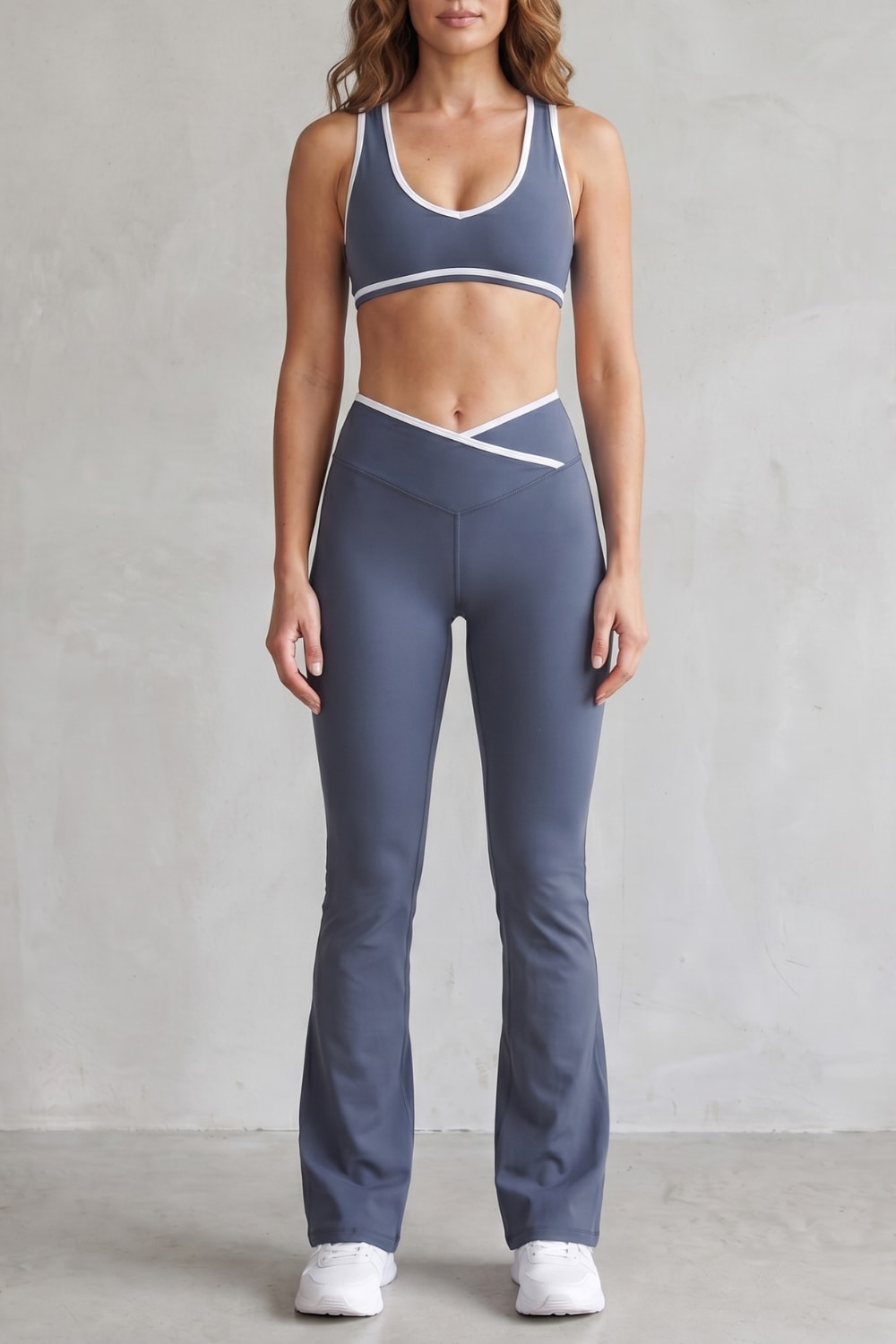 Women's Contrast Trim Flare Legging Set | Belmore_5