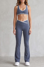Women's Contrast Trim Flare Legging Set | Belmore_5